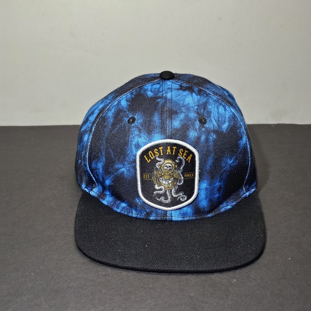 Relentless Betrayal Mens Lost At Sea Hat OS Blue Tie Dye Cotton Snapback Cap